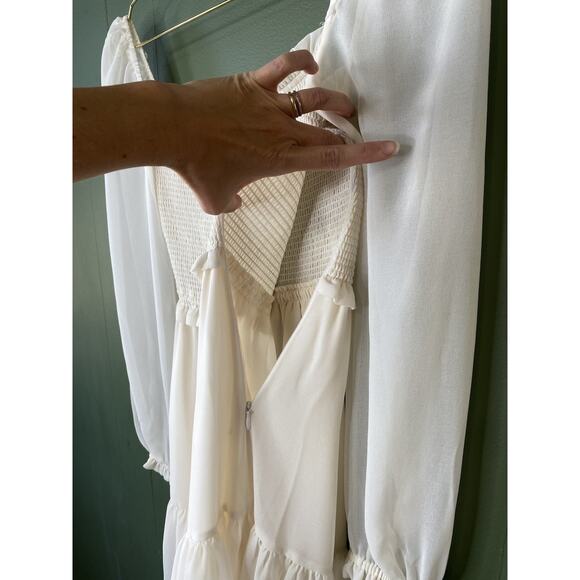 Wilfred Dress Womens Size XXS NEW Tempest Birch Smocked Mini Milkmaid Coquette - Picture 14 of 15